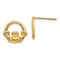 14k Yellow Gold Textured Claddagh Stud Earrings