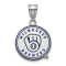 Rhodium Over Sterling Silver MLB LogoArt Milwaukee Brewers Enamel Pendant