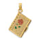 14k Yellow Gold 3D Moveable Brushed and Textured LOVE Book Pendant with
Enameled Flower