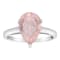 12x8mm Pear Shape Rose Quartz Rhodium Over Sterling Silver Ring