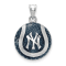 Rhodium Over Sterling Silver MLB LogoArt New York Yankees Enameled Pendant