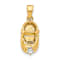 10k Yellow Gold 3D April Birthstone Diamond Simulant Baby Shoe Charm