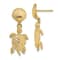14k Yellow Gold Textured Shell and Sea Turtle Dangle Earrings