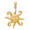 14k Yellow Gold Satin and Polished Sun Pendant