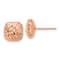 14k Rose Gold Polished and Diamond-Cut 10mm Puffed Square Stud Earrings