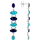 Lapis Lazuli With Turquoise Sterling Silver Dangle Earrings 10x5mm