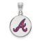 Rhodium Over Sterling Silver MLB LogoArt Atlanta Braves Enamel Pendant