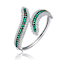 Emerald Color CZ Bangle Bracelet In Sterling Silver