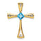 14k Yellow Gold Blue Topaz and Diamond Cross Chain Slide Pendant