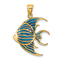 14k Yellow Gold with Blue Enameled Angelfish Charm