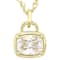 Diamond Simulant Cushion Pendant Necklace In 18K Gold Over Sterling Silver