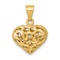 14k Yellow Gold Polished and Brushed 3D Filigree Puffed Heart Pendant