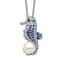 Rhodium Over Sterling Silver Cubic Zirconia Freshwater Pearl Enamel
Seahorse Necklace