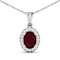 1.50ctw 14K White Gold Ruby and White Diamond Pendant with 18 inch Cable Chain