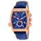 Christian Van Sant Men's Grandeur Blue Dial, Rose Accents and Bezel,
Blue Leather Strap Watch