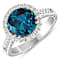 Round London Blue Topaz and Diamond 14K White Gold Halo Ring 3.44 ctw