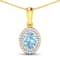 0.51ctw 14K Yellow Gold Oval Aquamarine and White Diamond Pendant with
18 inch Cable Chain