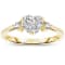 Lab-created Moissanite, 14k Gold Plated over Sterling Silver Heart and
Round Three-Stone Ring