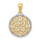 14K Two-tone Gold  Filigree Circle Pendant