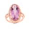 18K Rose Gold Over Sterling Silver Oval Amethyst and Moissanite Halo
Design Ring 5.92ctw