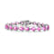 Pink CZ Pear Shape Tennis Bracelet In Sterling Silver