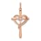 14K Rose Gold Cross with Heart Diamond Pendant