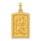 14k Yellow Gold Satin and Textured Rectangular Saint Christopher Medal Pendant