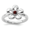 Sterling Silver Stackable Expressions Polished Flower Garnet Ring 0.13ctw