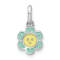 Rhodium Over Sterling Silver Blue and Yellow Enamel Flower Children's Pendant