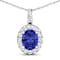 2.50ctw 14K White Gold Tanzanite and White Diamond Pendant with 18 inch
Cable Chain