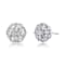 Vintage Pinwheel CZ Cluster Stud Earrings In White Rhodium Over Brass
