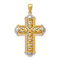 14k Two-tone Gold Diamond-Cut Reversible Cross Pendant