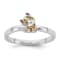 Rhodium Over Sterling Silver Multi-color Enameled Dog Children's Ring