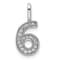 Rhodium Over 14k White Gold Diamond Number 6 Pendant