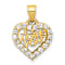 10k Yellow Gold Small Cubic Zirconia I Love You in Heart Charm