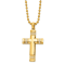 White Cubic Zirconia Stainless Steel Yellow IP-plated Men's Cross
Pendant With Chain