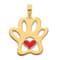 14K Yellow Gold Epoxy Paw Print with Heart Pendant