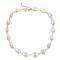 Freshwater Pearl And CZ Link Necklace In 14K Gold Over Sterling Silver