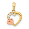 14K Two-tone Gold  Open Heart Cubic Zirconia Pendant
