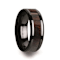 BENNY Black Ceramic Polished Beveled Edges Men’s Wedding Band with
Bubinga Wood Inlay 8mm