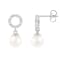 White Cultured Akoya Pearl 14k White Gold Earrings 6.5-7mm