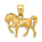 14K Yellow Gold Satin Diamond-cut Horse Pendant