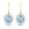 2.56ctw 14K Yellow Gold Oval Aquamarine and White Diamond Halo Earrings