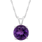 8mm Round Amethyst Rhodium Over Sterling Silver Pendant With Chain