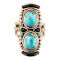 Barse Jewelry Blue Composite Turquoise and Black Onyx Gold Tone Double
Up Ring