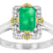 Zambian Emerald And Diamond Ring In Two-Tone Gold And Silver