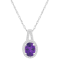 8x6mm Oval Amethyst 1/7 ctw Diamond Rhodium Over Sterling Silver Halo
Pendant with Chain