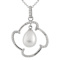 9-10mm Drop White Cultured Freshwater Pearl and CZ Rhodium Over Sterling
Silver Pendant