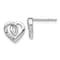Rhodium Over 14k White Gold 9mm Diamond Heart Stud Earrings