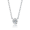 CZ Bezel-Set Pendant Necklace in Rhodium Over Brass